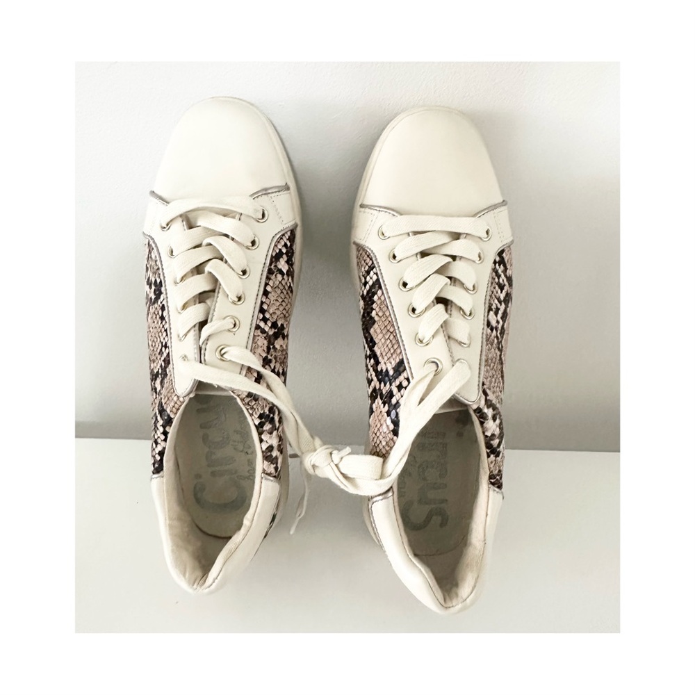 Sam Edelman Cream and Tan Snake Print Sneakers - Picture 5 of 5
